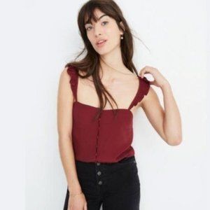 Madewell Maroon Ruffle Strap Cami Top Sleeveless Flowy Size 14